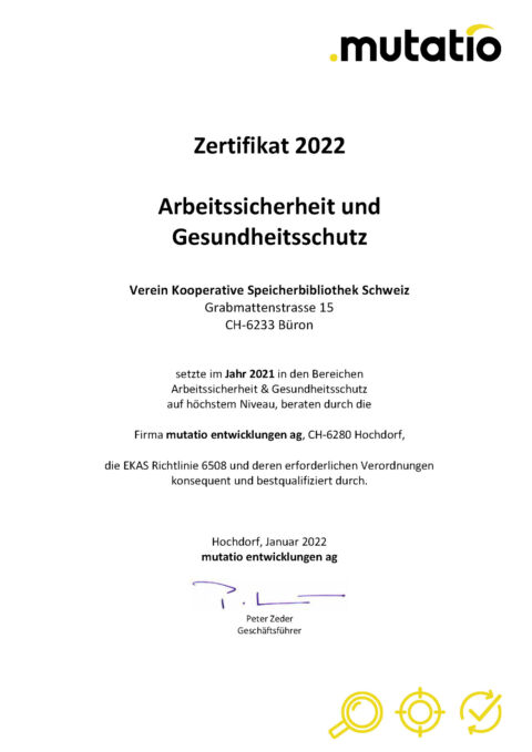 Zertifizierung Arbeitssicherheit 2022